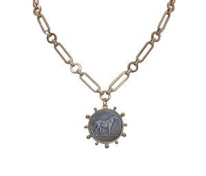 Gold Plated Horse Coin Necklace