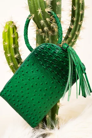 Green Faux Ostrich Bangle Clutch