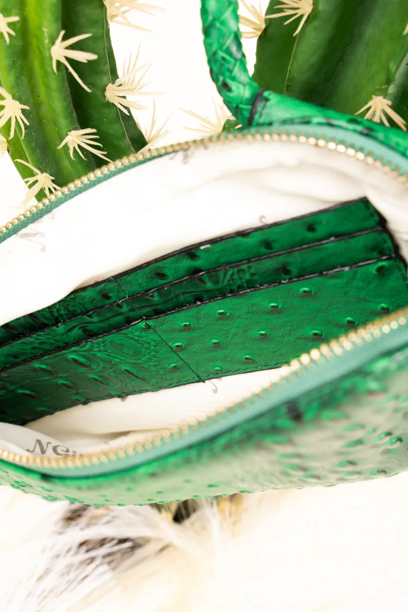 Green Faux Ostrich Bangle Clutch