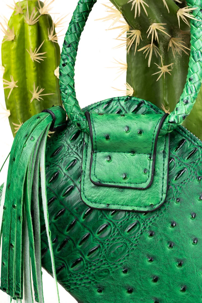 Green Faux Ostrich Bangle Clutch