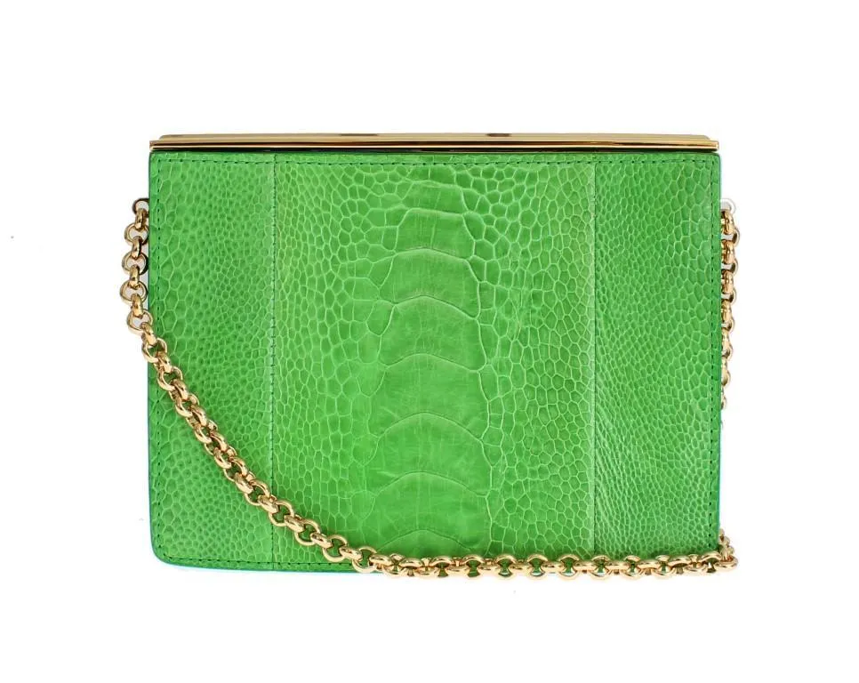 Green leather evening bag