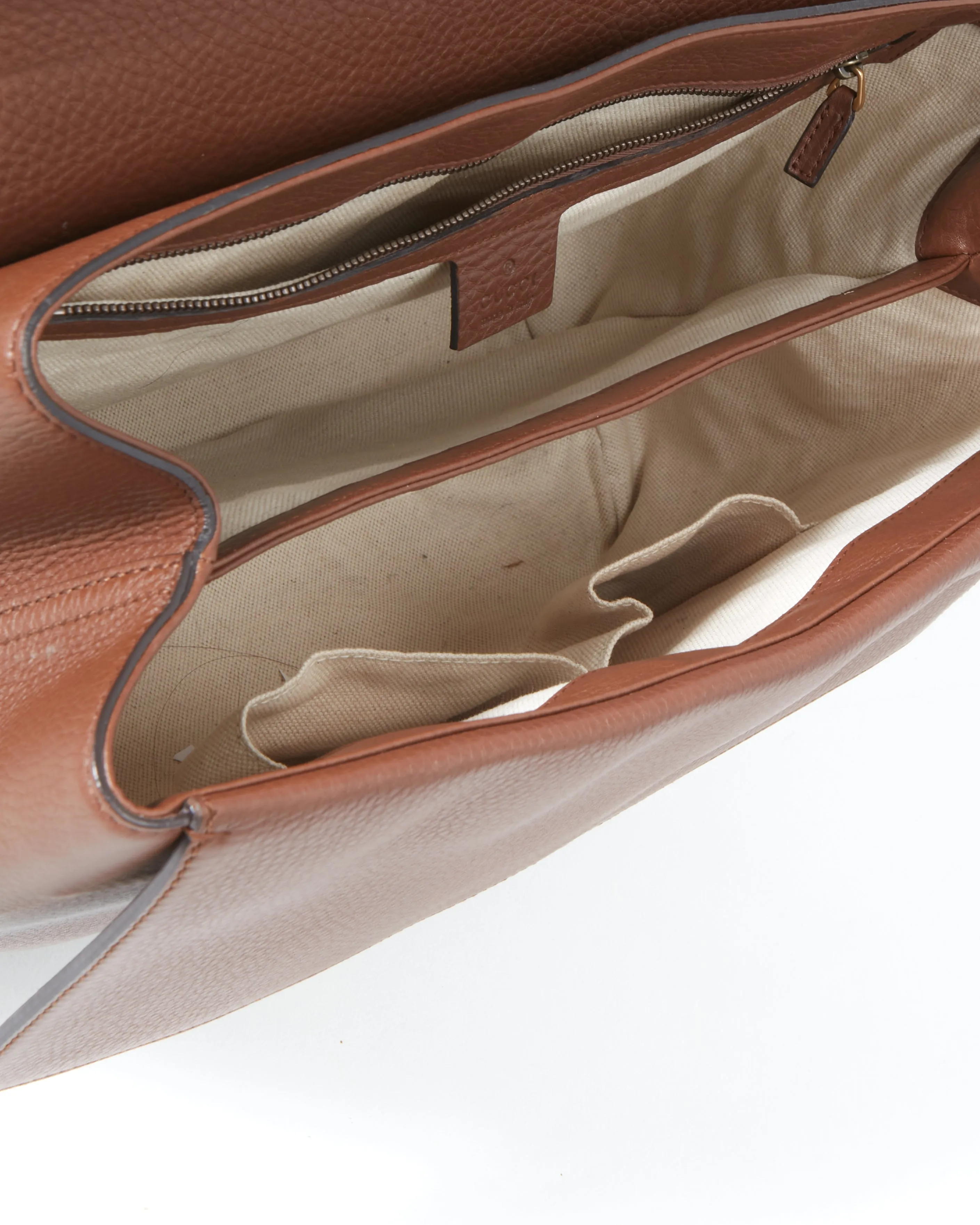 Gucci Brown Pebbled Leather Marmont Messenger Shoulder Bag