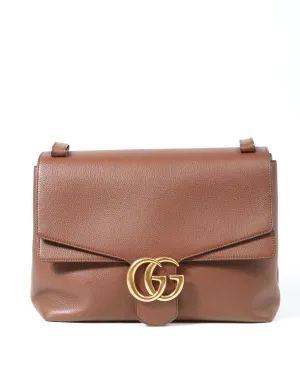 Gucci Brown Pebbled Leather Marmont Messenger Shoulder Bag