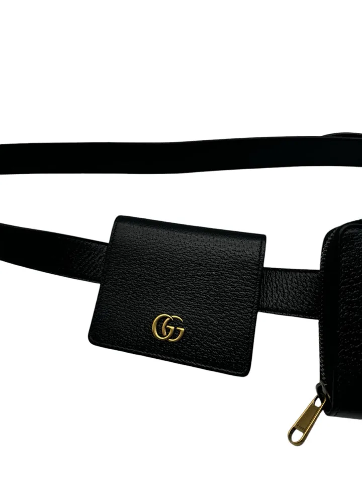 Gucci Double Marmont Leather Belt Bag