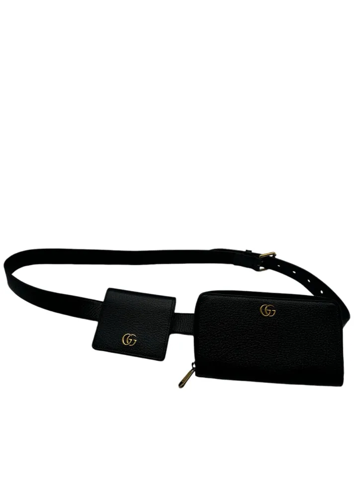 Gucci Double Marmont Leather Belt Bag
