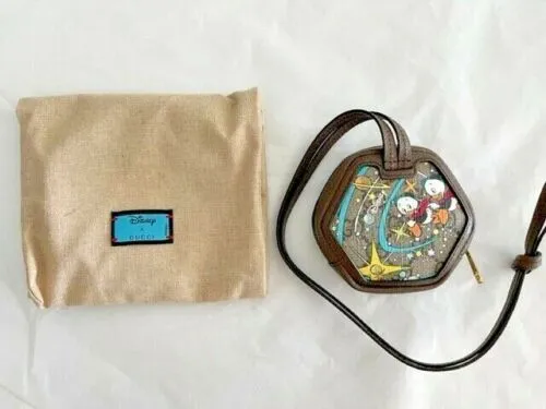 GUCCI GG Disney X Donald Duck Zip Around Marmont Brown Italy Authentic NEW