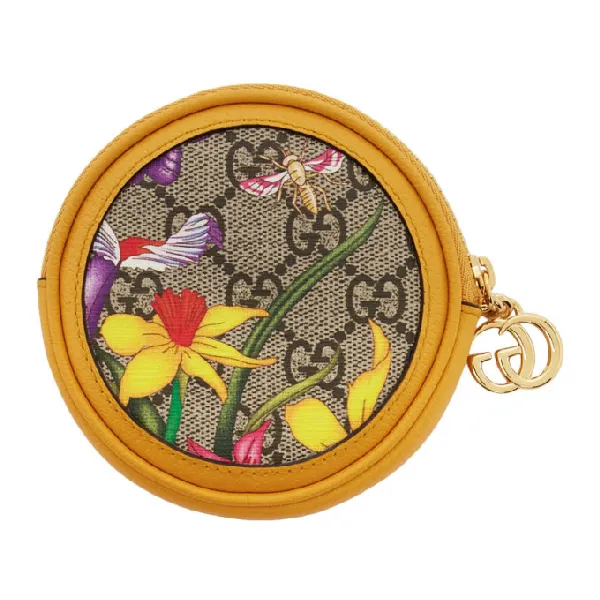 Gucci GG Flora Ophidia Coin Purse in Yellow