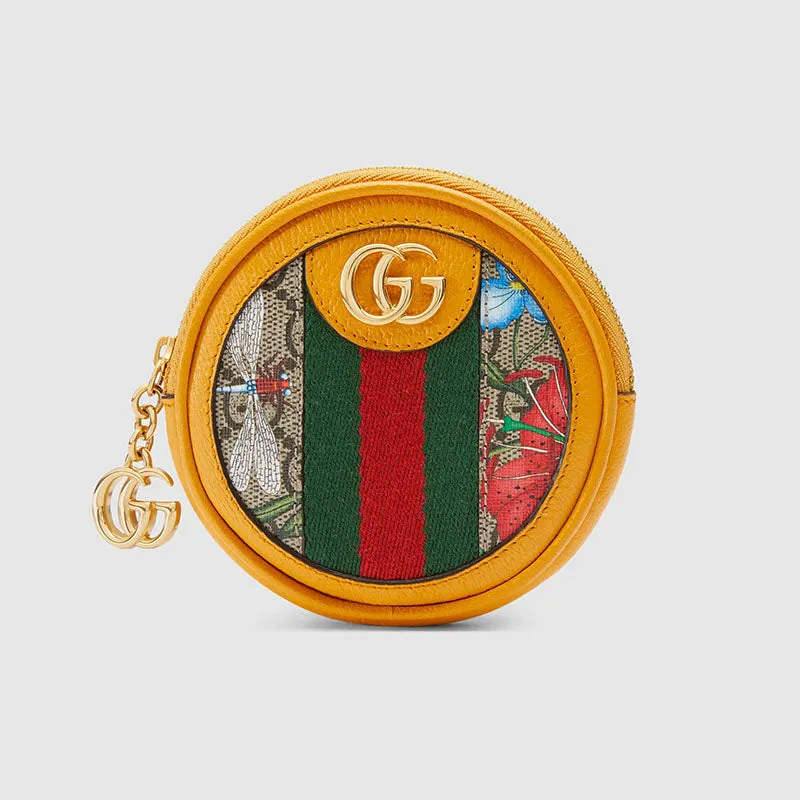 Gucci GG Flora Ophidia Coin Purse in Yellow