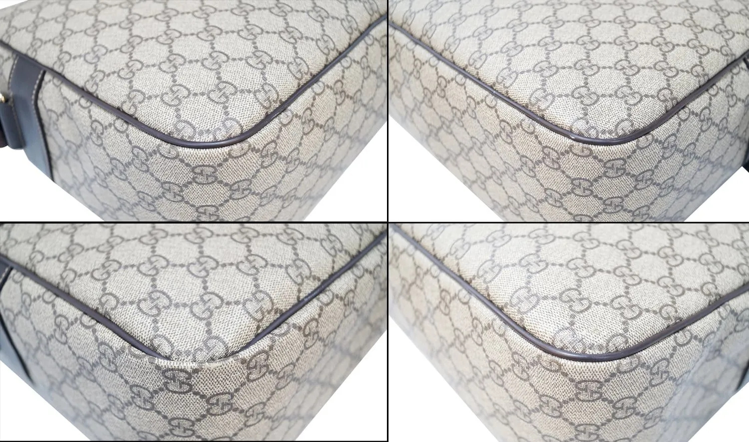 GUCCI Men's Beige/Ebony GG  Plus Coated Canvas Messenger Crossbody Bag 211107