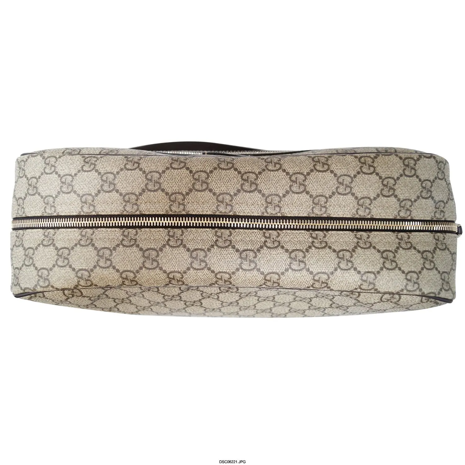 GUCCI Men's Beige/Ebony GG  Plus Coated Canvas Messenger Crossbody Bag 211107