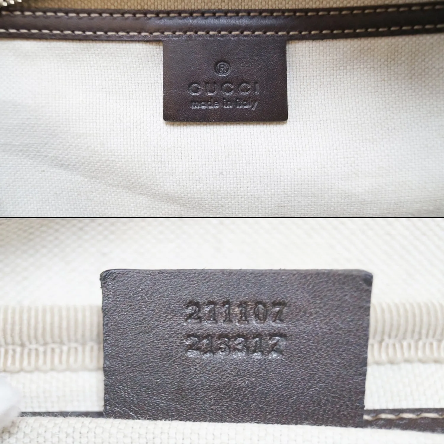 GUCCI Men's Beige/Ebony GG  Plus Coated Canvas Messenger Crossbody Bag 211107