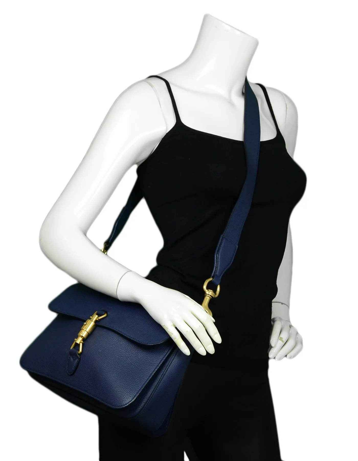 Gucci Navy Soft Calfskin Small Jackie Shoulder Crossbody Bag