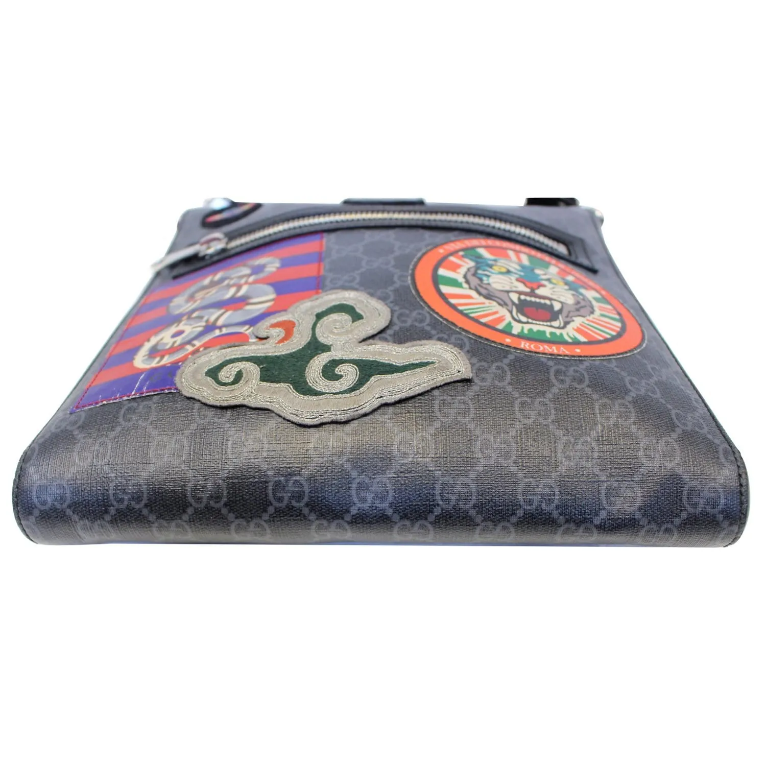 GUCCI Night Courrier GG Supreme Messenger Crossbody Bag Black/Grey