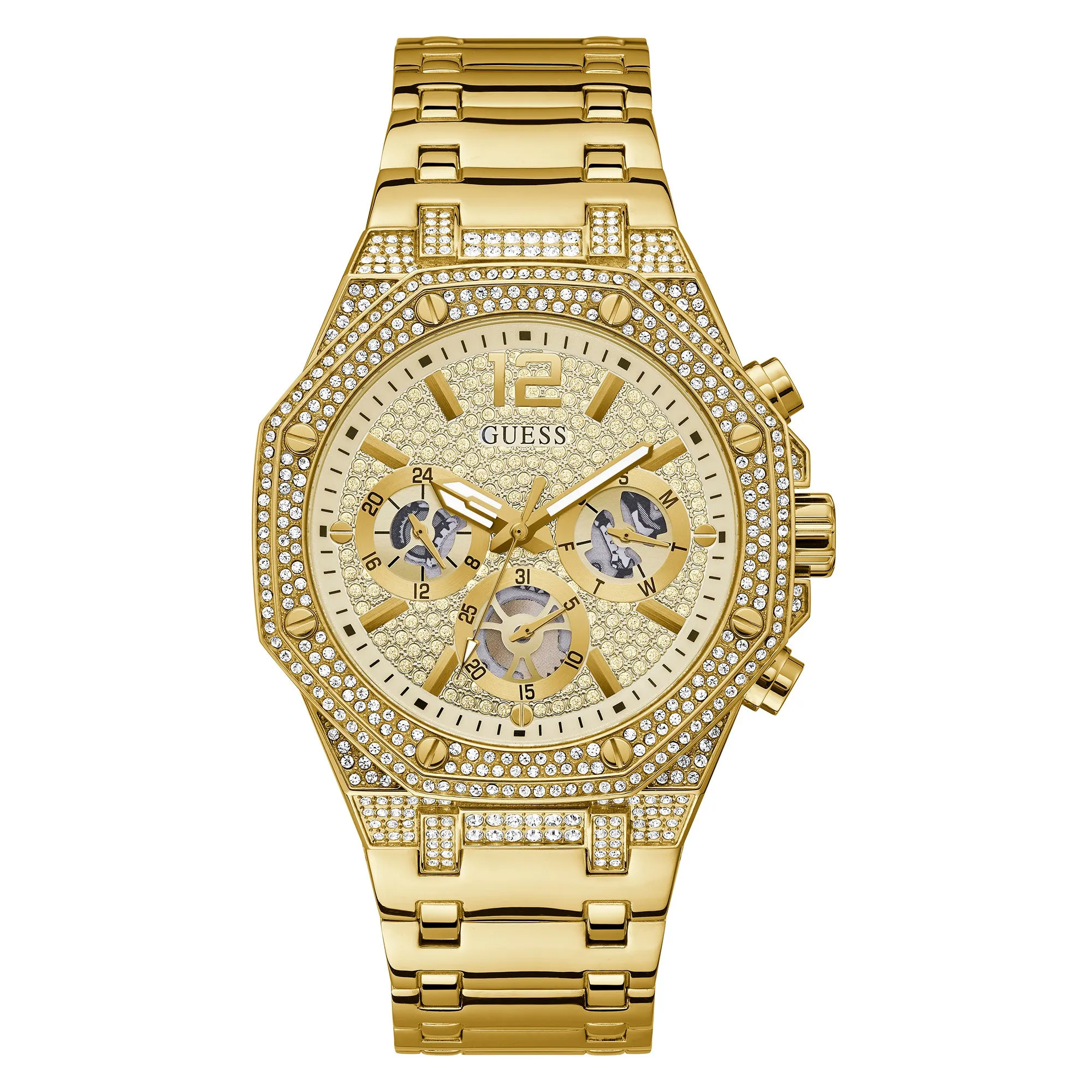 Guess Men's Watch Gold Tone Case Quartz
