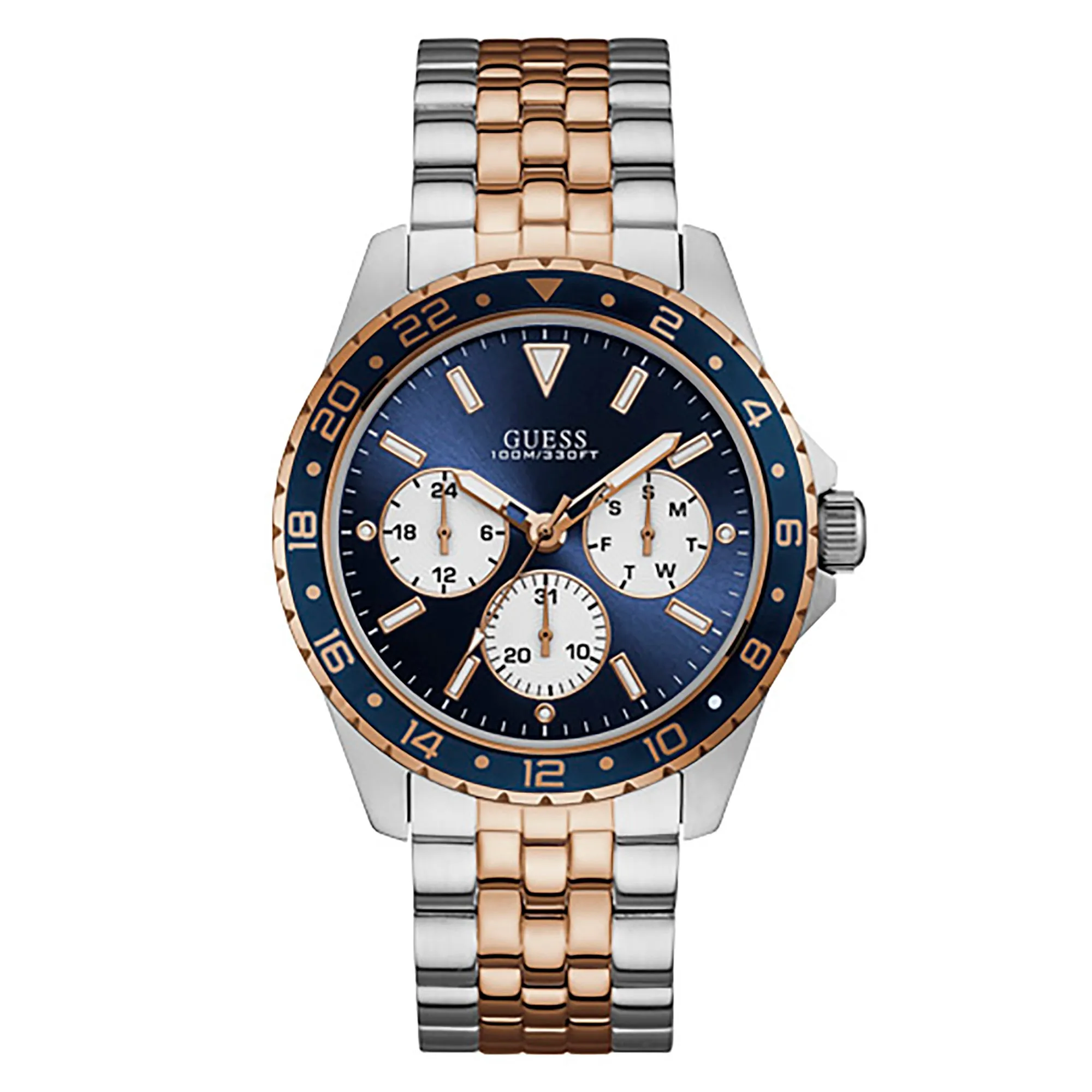 Guess Men's Watch Silver Tone/Rose Gold Tone Case Quartz