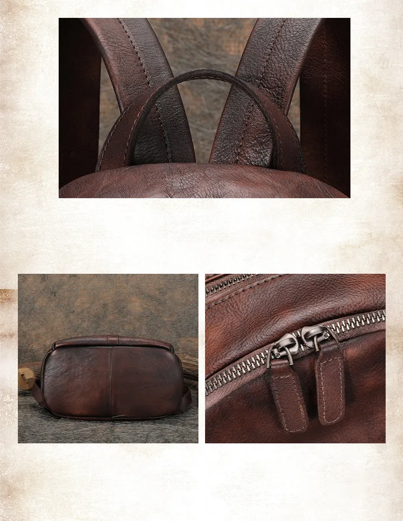 Handmade Brown Leather Backpack Bag Womens Best School Rucksack Ladies Leather Backpack Purses