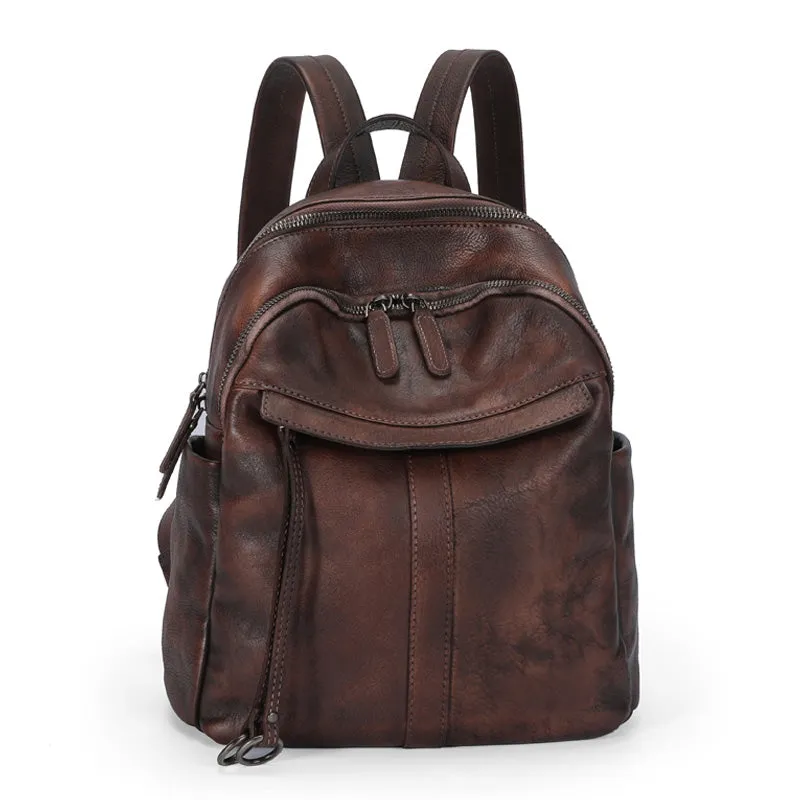 Handmade Brown Leather Backpack Bag Womens Best School Rucksack Ladies Leather Backpack Purses