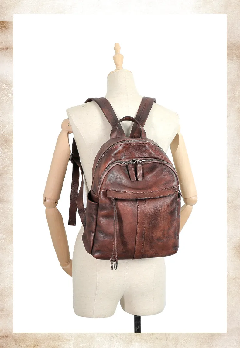 Handmade Brown Leather Backpack Bag Womens Best School Rucksack Ladies Leather Backpack Purses