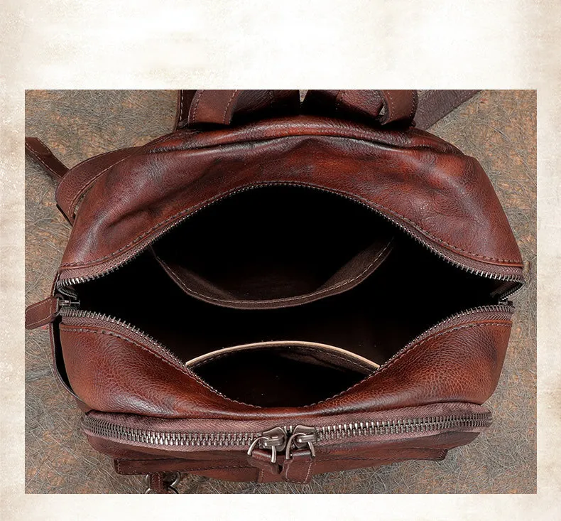Handmade Brown Leather Backpack Bag Womens Best School Rucksack Ladies Leather Backpack Purses