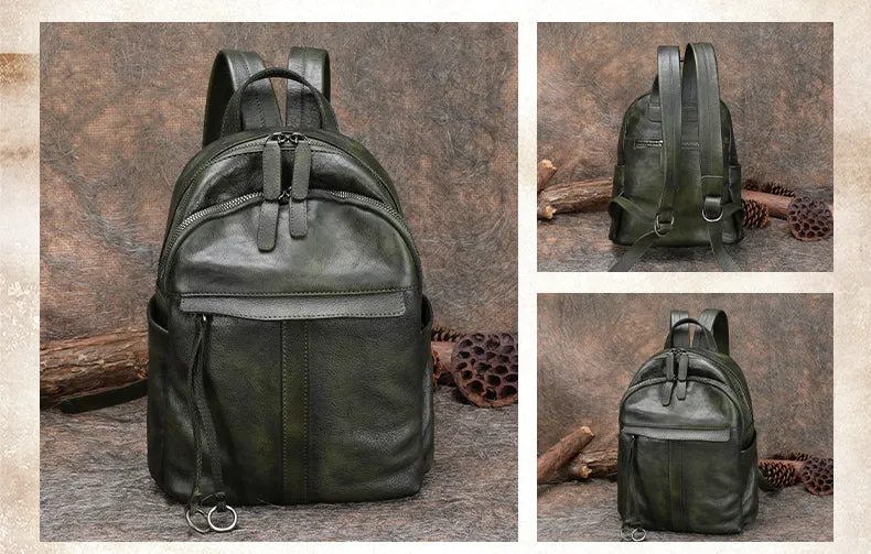 Handmade Brown Leather Backpack Bag Womens Best School Rucksack Ladies Leather Backpack Purses