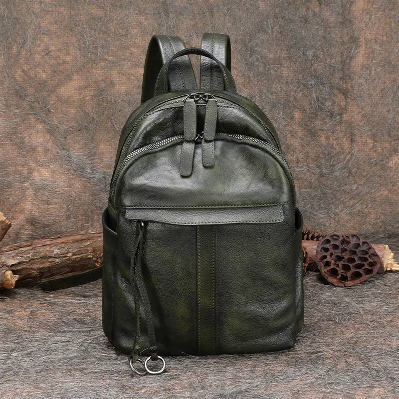 Handmade Brown Leather Backpack Bag Womens Best School Rucksack Ladies Leather Backpack Purses