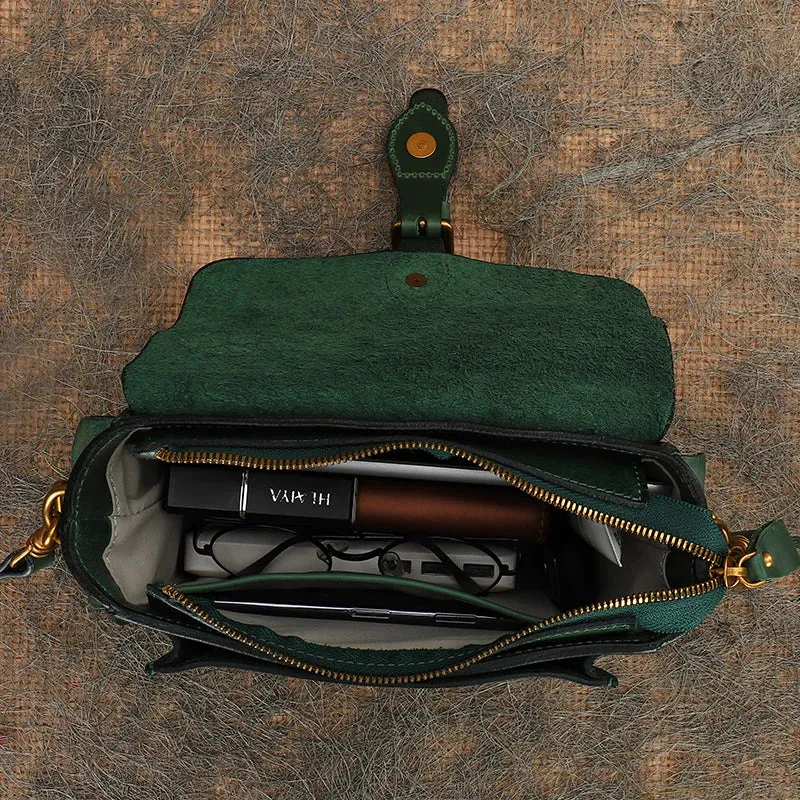 Handmade Leather Womens Small Satchel Shoulder Bag School Handbag Crossbody Purses for Women