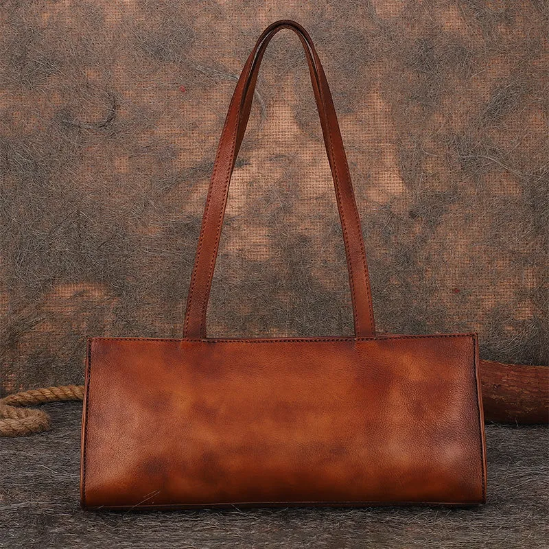 Handmade Leather Womens Vintage Baguette Bag Best Baguette Shoulder Bag Crossbody Purses for Ladies
