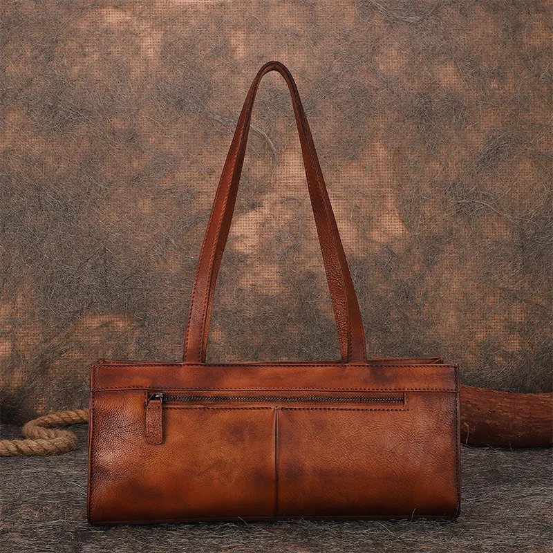 Handmade Leather Womens Vintage Baguette Bag Best Baguette Shoulder Bag Crossbody Purses for Ladies