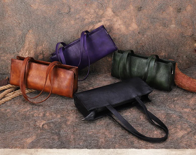 Handmade Leather Womens Vintage Baguette Bag Best Baguette Shoulder Bag Crossbody Purses for Ladies