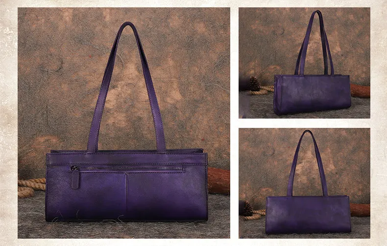 Handmade Leather Womens Vintage Baguette Bag Best Baguette Shoulder Bag Crossbody Purses for Ladies
