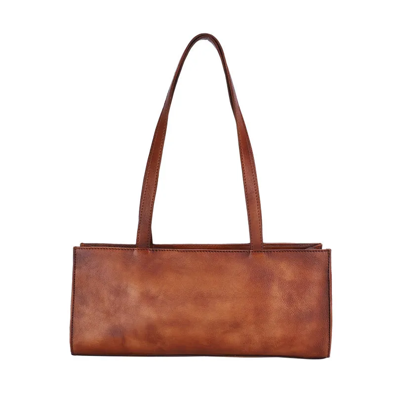 Handmade Leather Womens Vintage Baguette Bag Best Baguette Shoulder Bag Crossbody Purses for Ladies