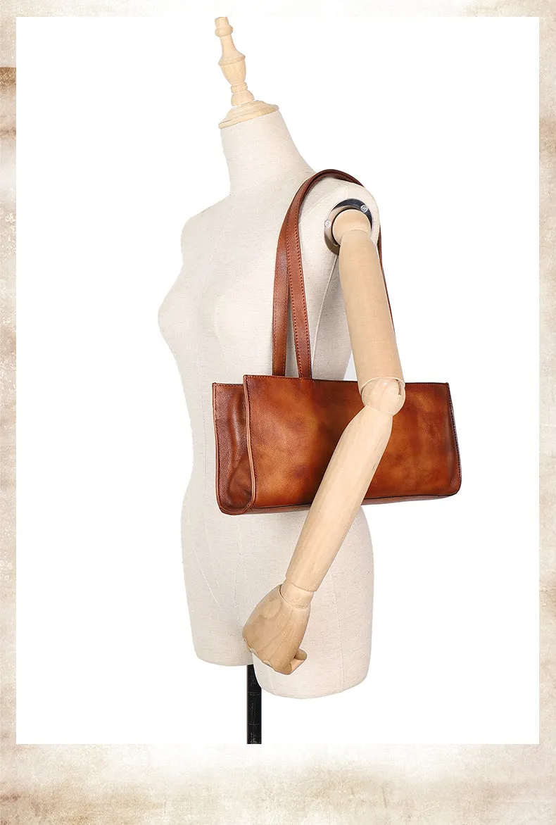 Handmade Leather Womens Vintage Baguette Bag Best Baguette Shoulder Bag Crossbody Purses for Ladies