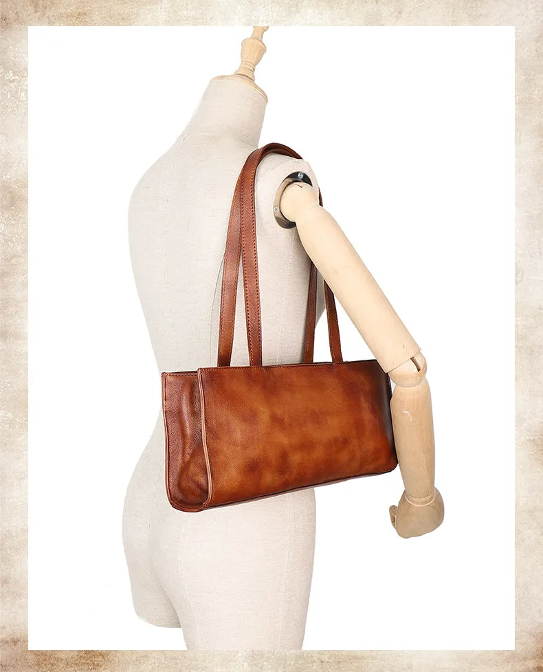 Handmade Leather Womens Vintage Baguette Bag Best Baguette Shoulder Bag Crossbody Purses for Ladies