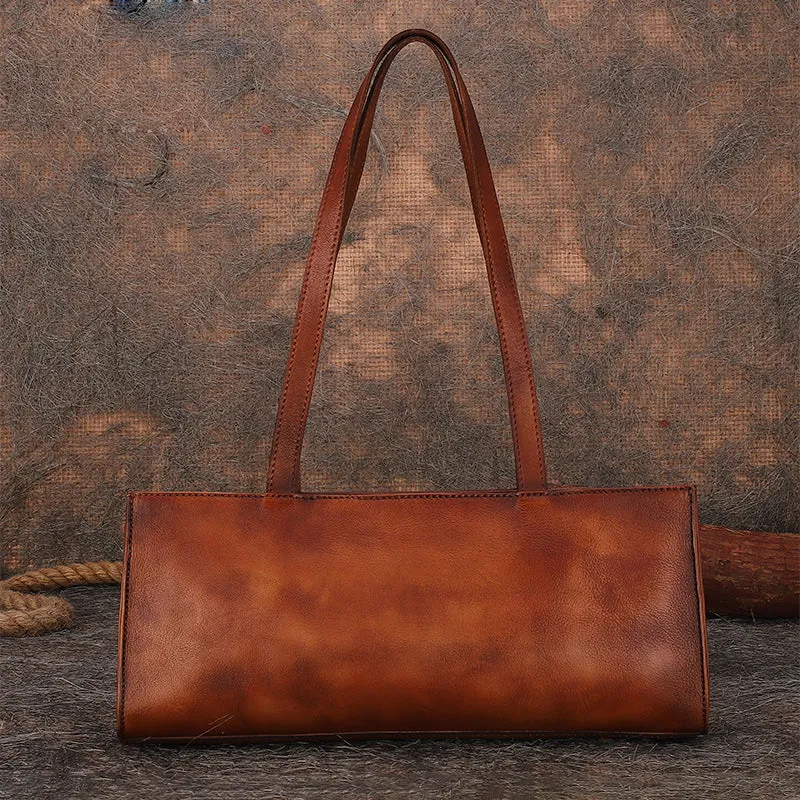 Handmade Leather Womens Vintage Baguette Bag Best Baguette Shoulder Bag Crossbody Purses for Ladies