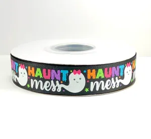 Haunt Mess Ghosts USDR Halloween Ribbon - 7/8 Inch