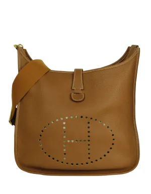 Hermes Gold Clemence Evelyne III GM Messenger Bag
