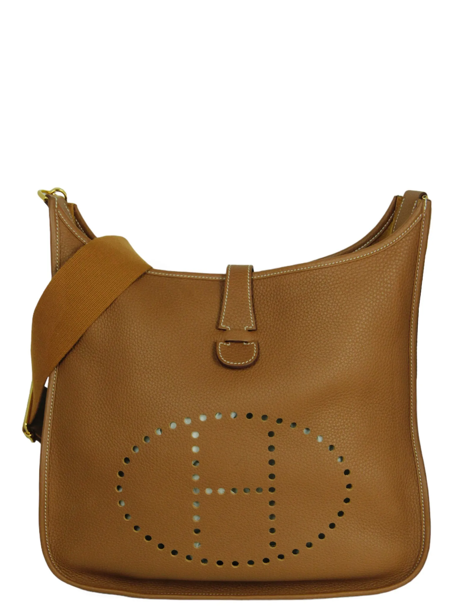 Hermes Gold Clemence Evelyne III GM Messenger Bag