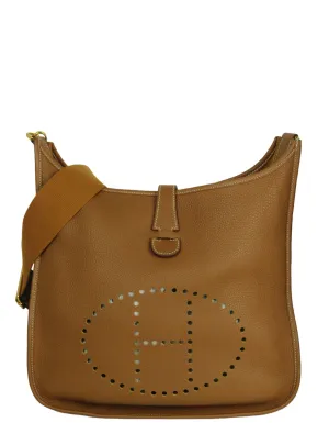 Hermes Gold Clemence Evelyne III GM Messenger Bag