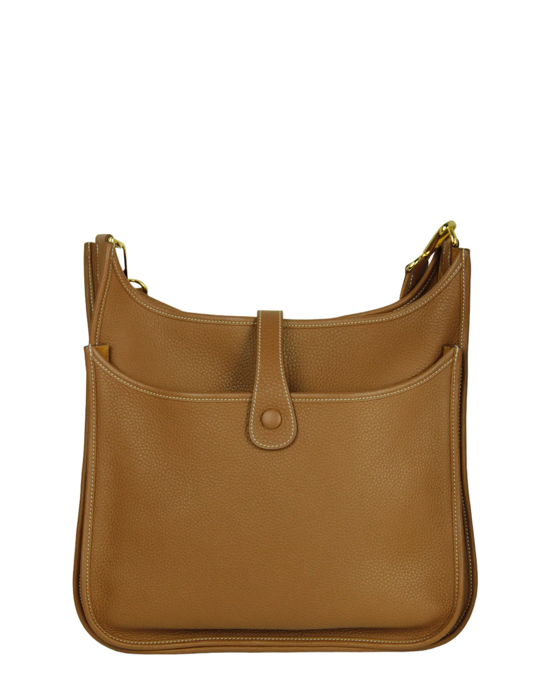 Hermes Gold Clemence Evelyne III GM Messenger Bag