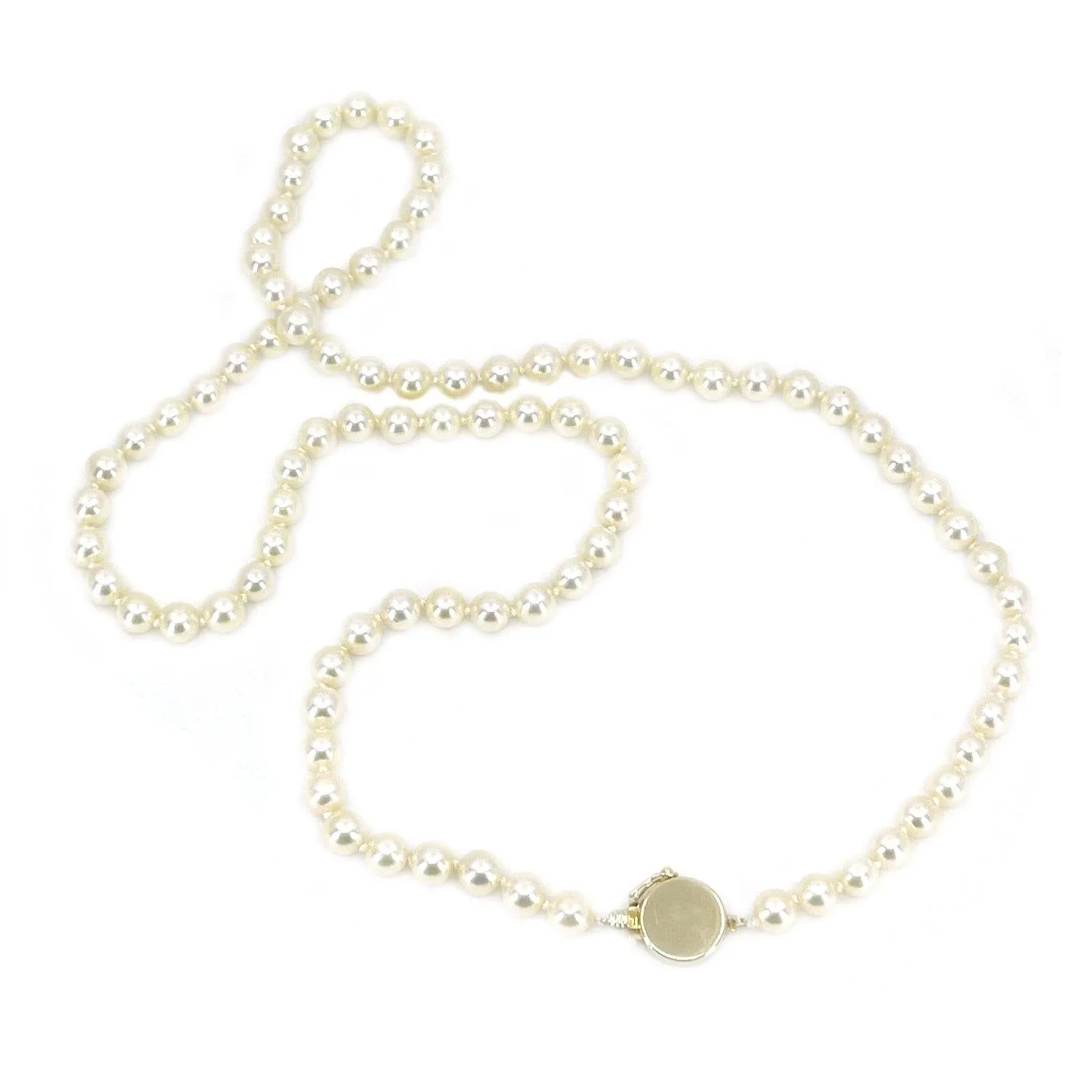 High Polish Japanese Saltwater Cultured Akoya Pearl Strand - 14K Yellow Gold 23 Inch