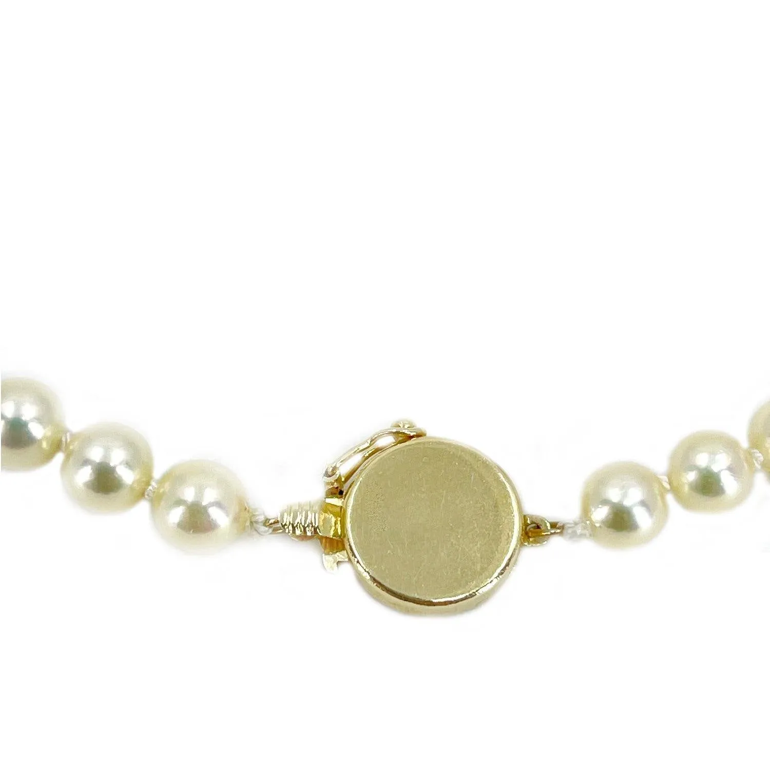 High Polish Japanese Saltwater Cultured Akoya Pearl Strand - 14K Yellow Gold 23 Inch