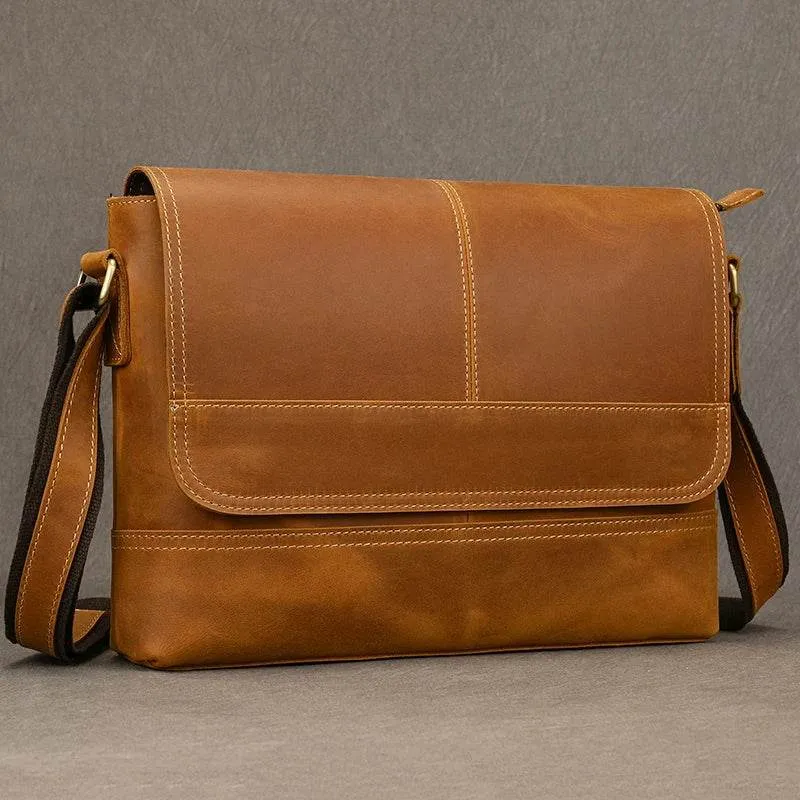 High-Quality Genuine Leather Shoulder Bag Men’s Work Messenger