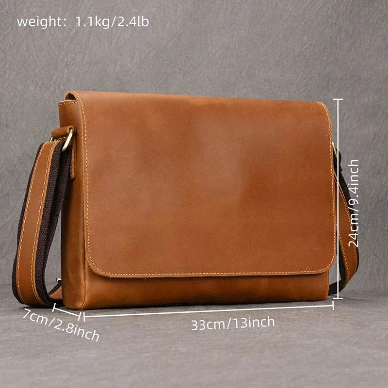 High-Quality Genuine Leather Shoulder Bag Men’s Work Messenger