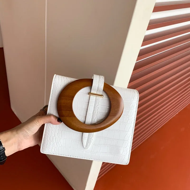 High Quality Princess Inspired Handbag With Round Wood Handle