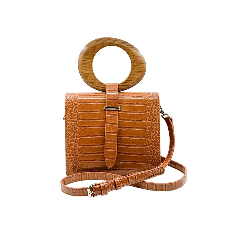 High Quality Princess Inspired Handbag With Round Wood Handle