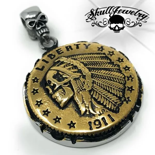 Hobo Coin - Indian Gold Quarter Eagle Pendant (p048)