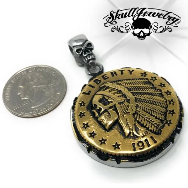 Hobo Coin - Indian Gold Quarter Eagle Pendant (p048)