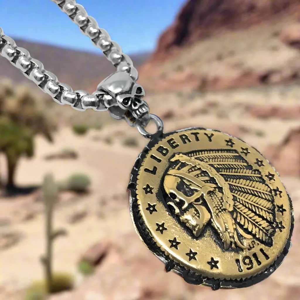 Hobo Coin - Indian Gold Quarter Eagle Pendant (p048)