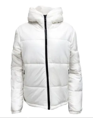 HoodLamb Women's Cream White High Collar Hemp Recycled Puffer 420 X-Large NWT