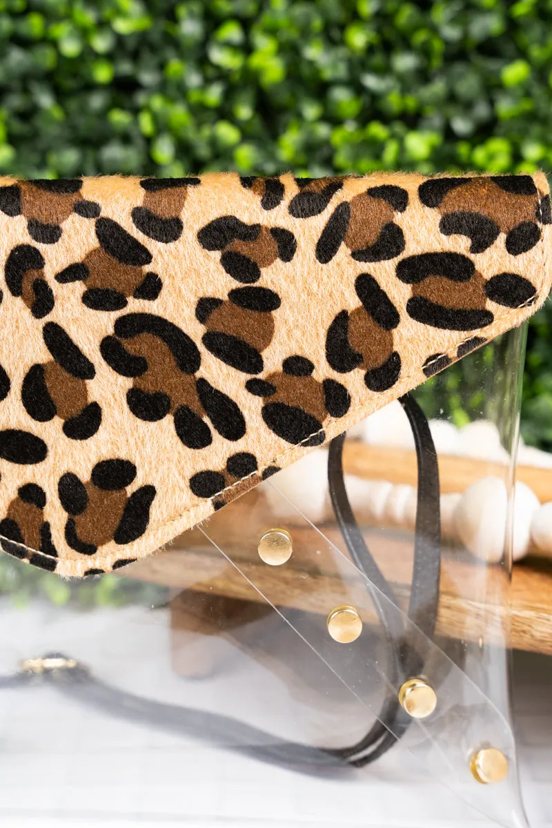 In The Clear Loni Leopard Envelope Clutch